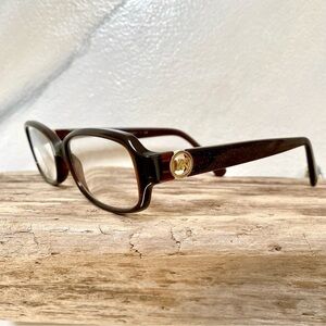 Michael Kors dark brown glasses timeless modern style w gold glitter and…